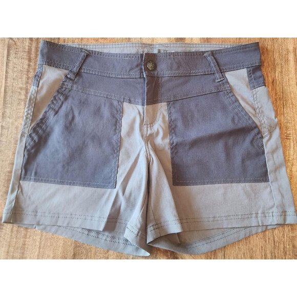 prAna Shorts Womens Small Gray Two Tone Stretch Nylon Hiking Outdoor Pockets - Picture 1 of 7